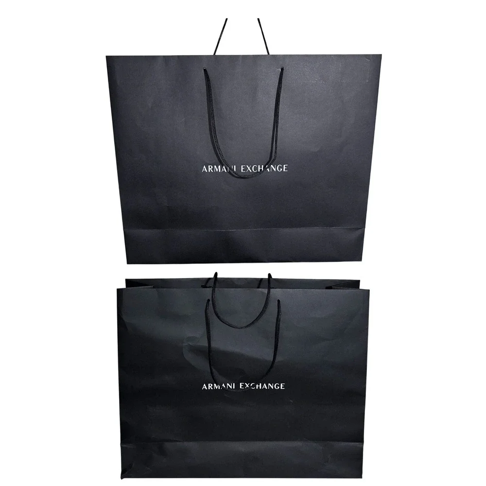 Armani Exchange Shopping Bags Unisex Large Black Matte Rope Handle Good